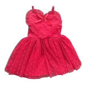 SHEIN 6-9 mo Bright Red Lace & Tulle Heart Dress